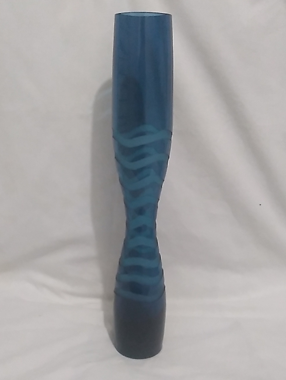 Vintage Dark Blue Hourglass-shaped Art Glass Decorative Glass Vase (B8)